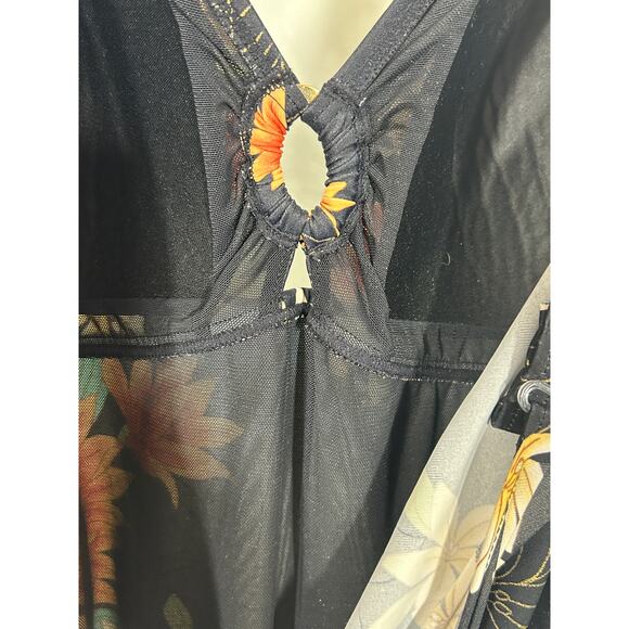 Always For Me Floral Skirted Swimsuit 20W Tropical Black One-Piece - Picture 6 of 7